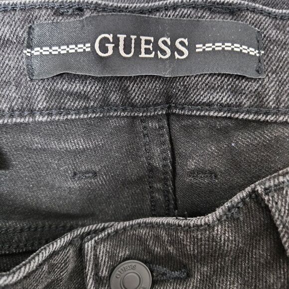 NWT Guess Jeans Women's 32 (33x32) Black Slim Tapered Mid-Rise Embroidered - Picture 2 of 13
